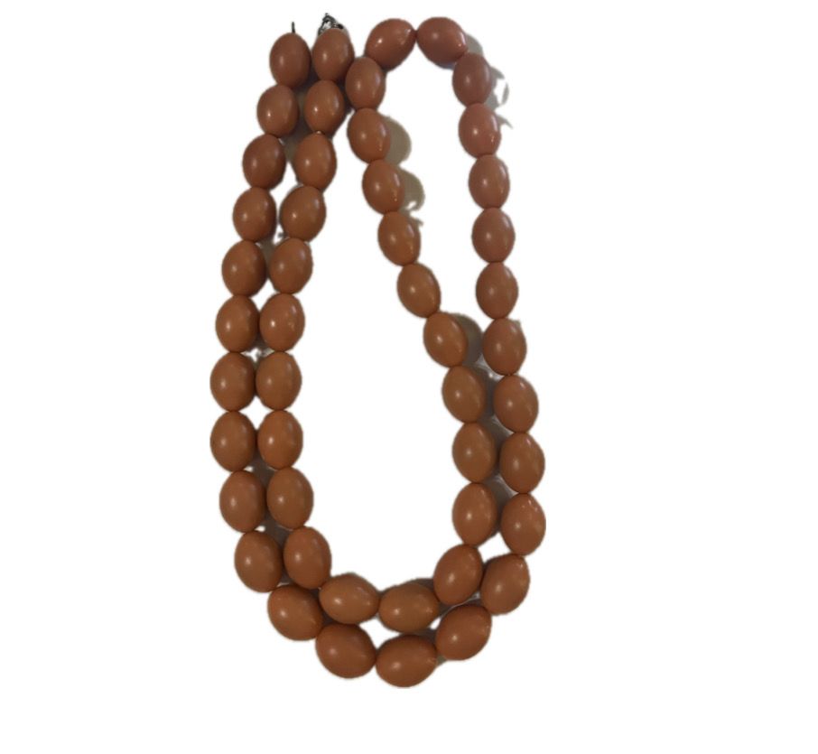 Coral pumpkin beaded necklace