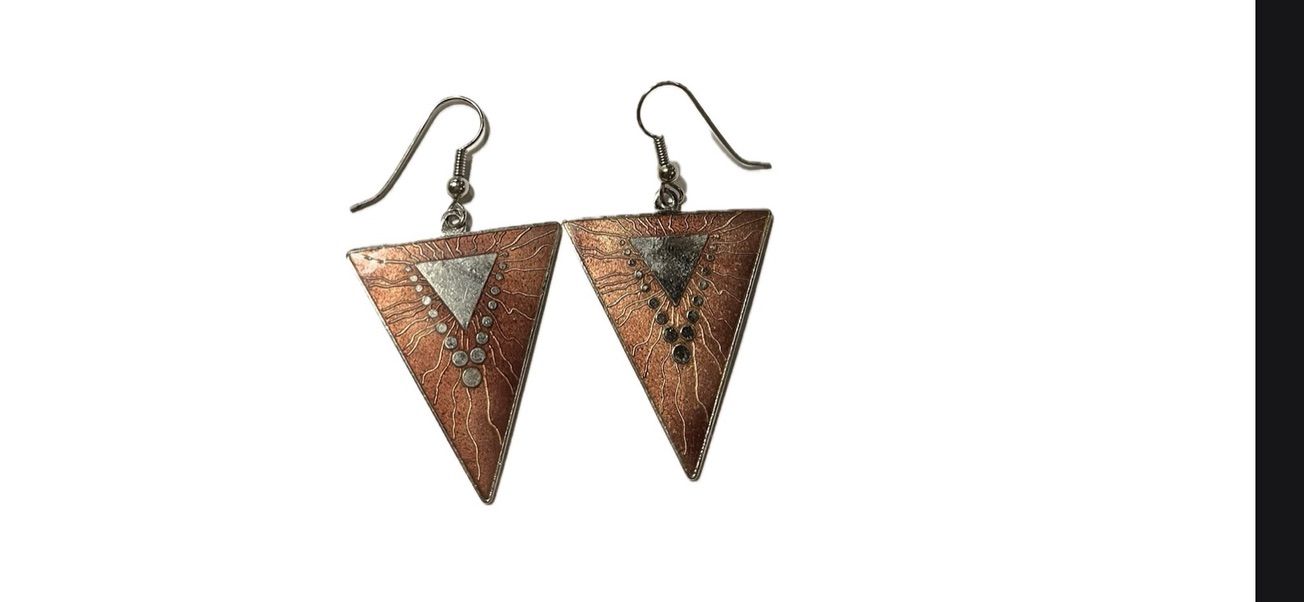 Triangle sterling silver dangly earrings