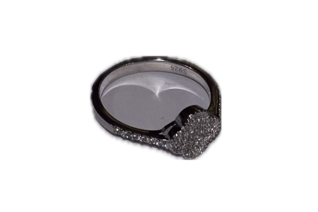 Sterling silver clove ring coated in crystals