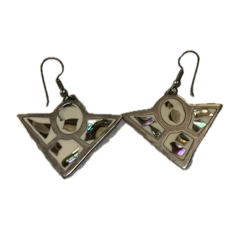 Sterling silver Mosaic style dangly earrings