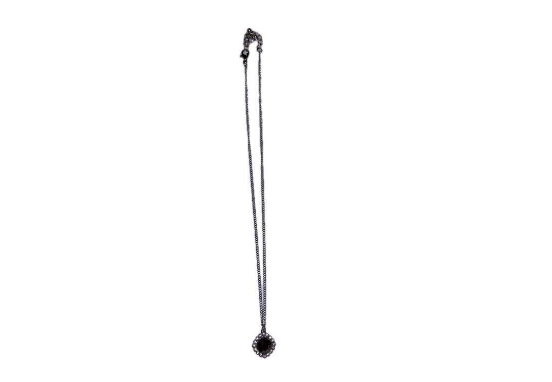 Black disc pendant necklace