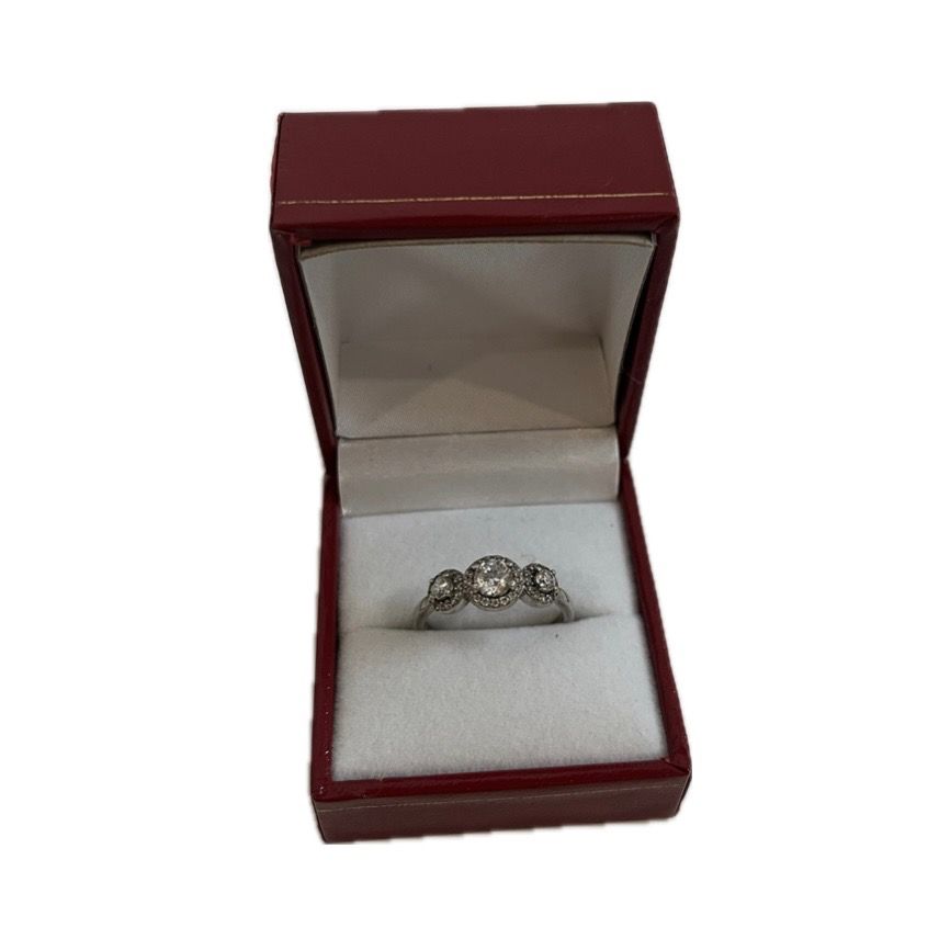 Sterling silver three-stone ring