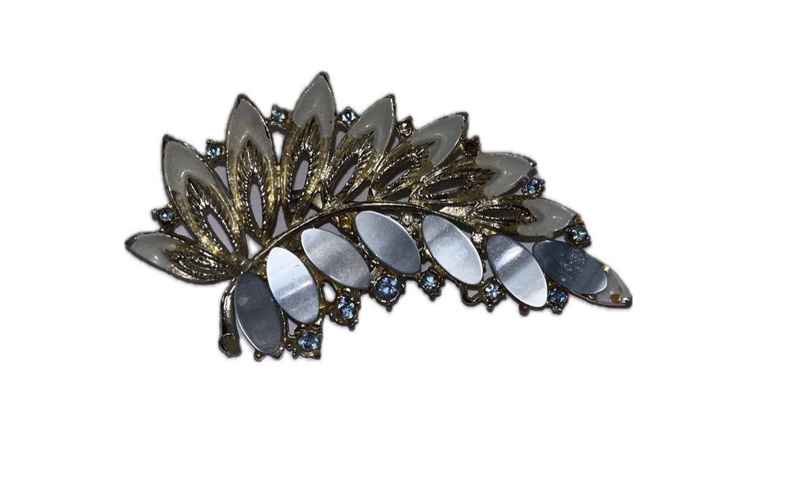 Metal enamel glass brooch with rhinestones