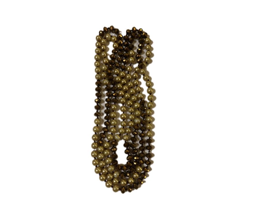 Gold/brown faux pearl and beaded necklace
